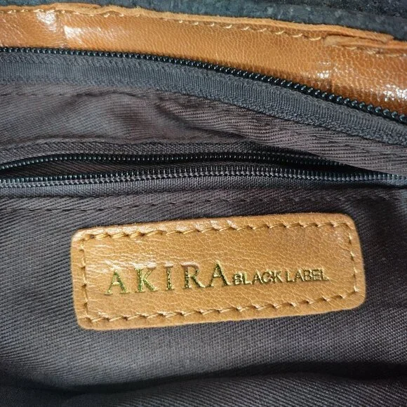 Akira Black Label Tan Leather Ruffled Clutch Purse w/Strap Small - Picture 11 of 13